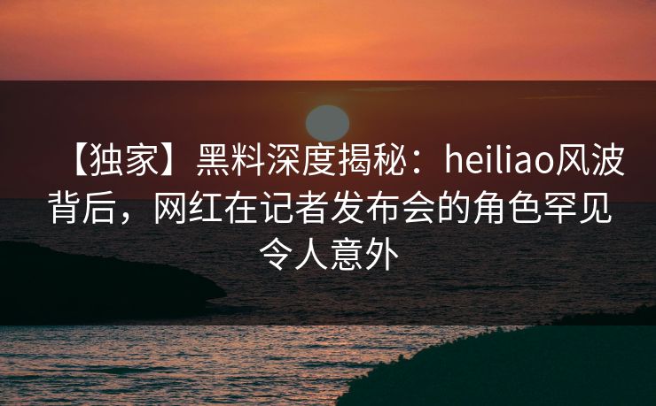 【独家】黑料深度揭秘：heiliao风波背后，网红在记者发布会的角色罕见令人意外