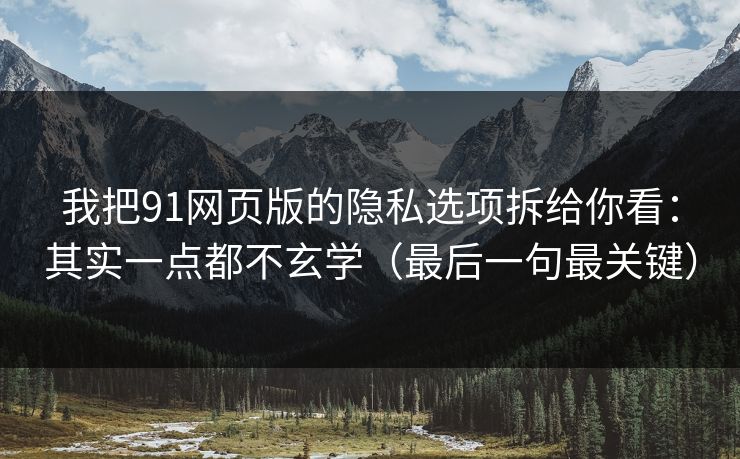 我把91网页版的隐私选项拆给你看:其实一点都不玄学(最后一句最关键) 我把91网页版的隐私选项拆给你看:其实一点都不玄学(最后一句最关键)